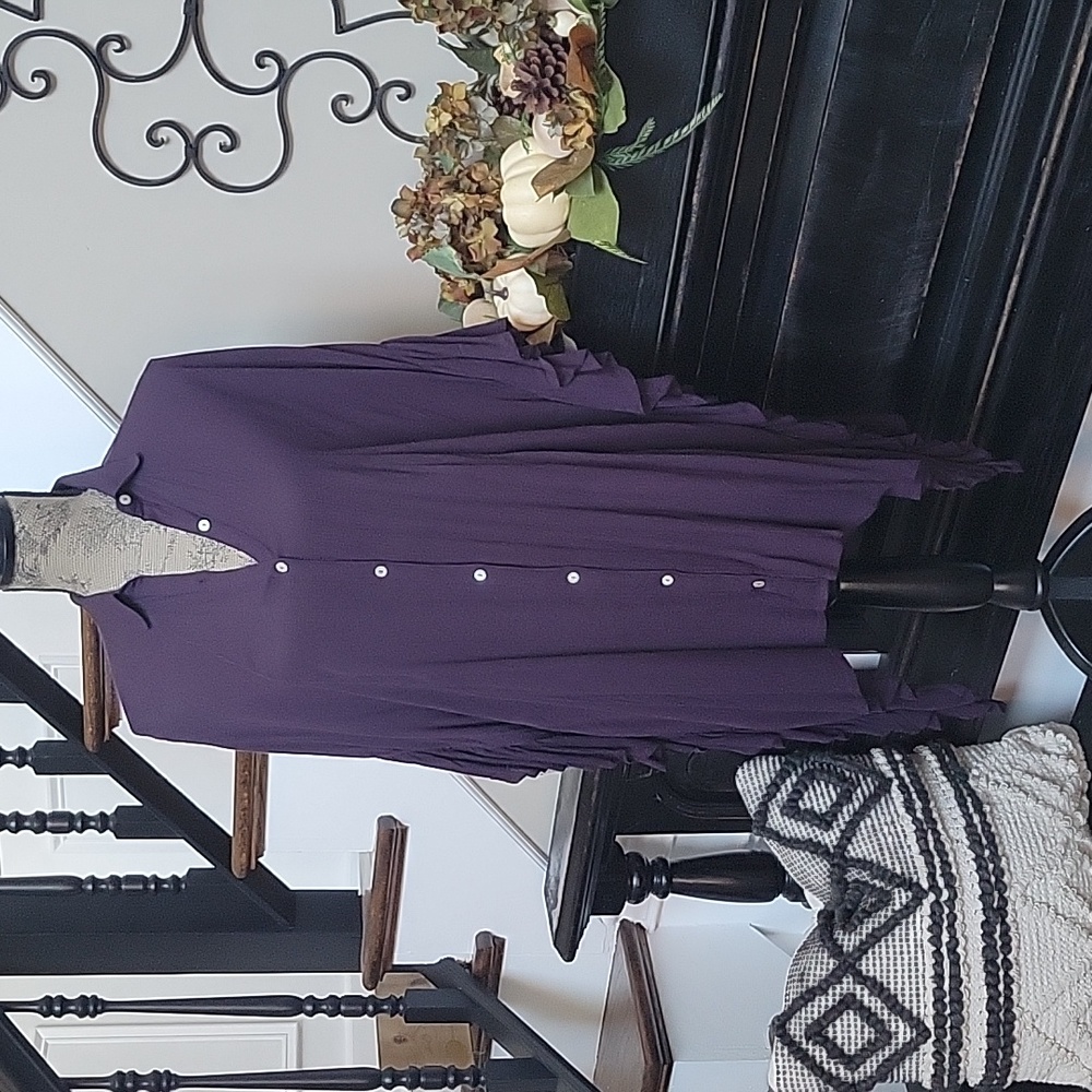 Free People Button Up Ruffle Oversized Top XS/S with Pockets!!!